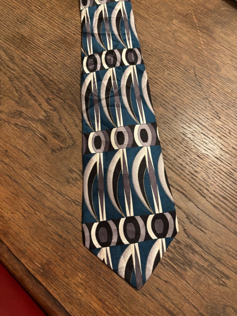 Vintage Teal Geometric Statement Necktie